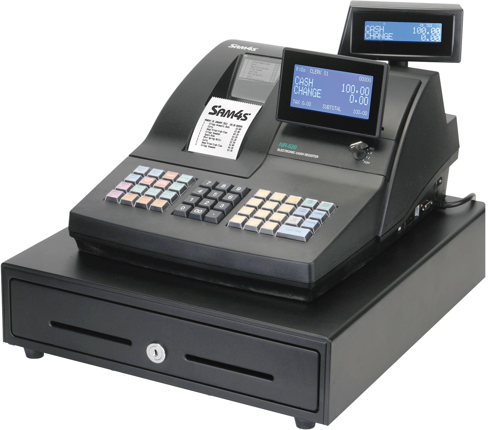 SAM4S NR520RB (520R) Cash Register Till - Retail Cash Register & Twin Station Printers